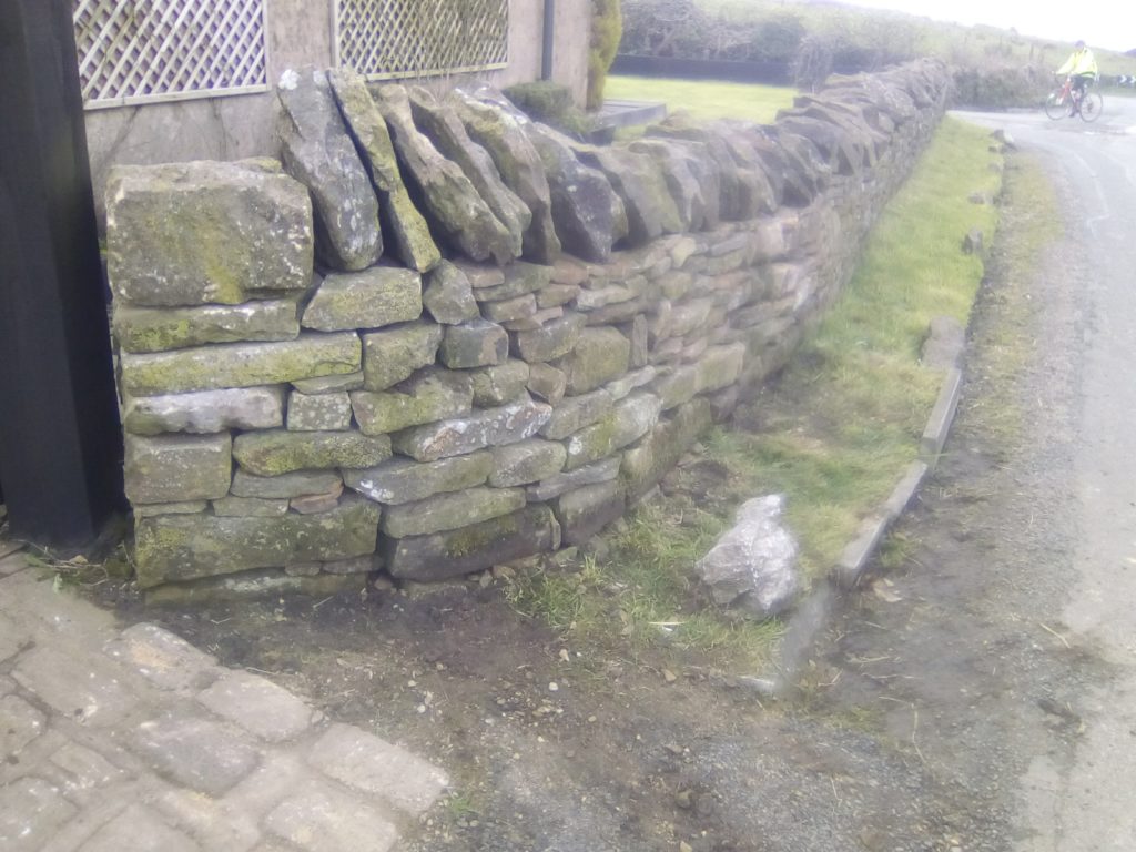 the repaired wall in Longridge. After pic