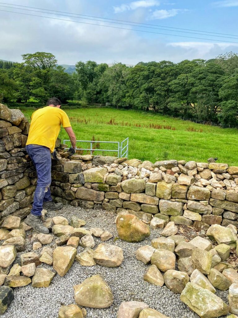 dry stone wall repair near pendle