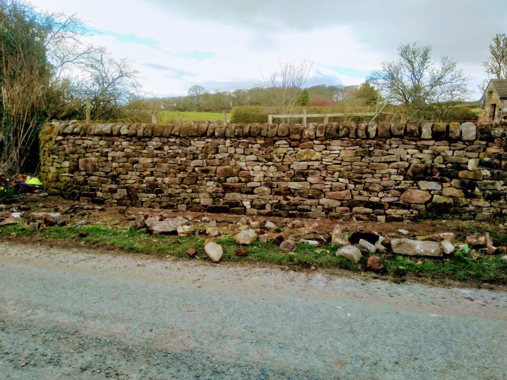 dry stone wall in dolphinholme near lancaster