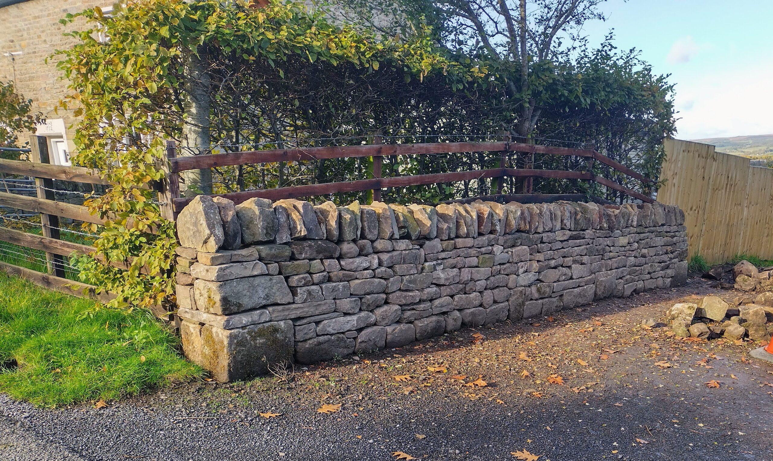 picture of dry stone retaining wall in Billington in The Ribble Valley area.