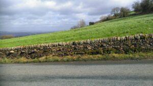 picture of repaired rarmer's dry stone wall in osbaldeston, ribble valley