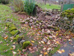 Stage 1 of a dry stone wall gap repair in Scorton near Lancaster